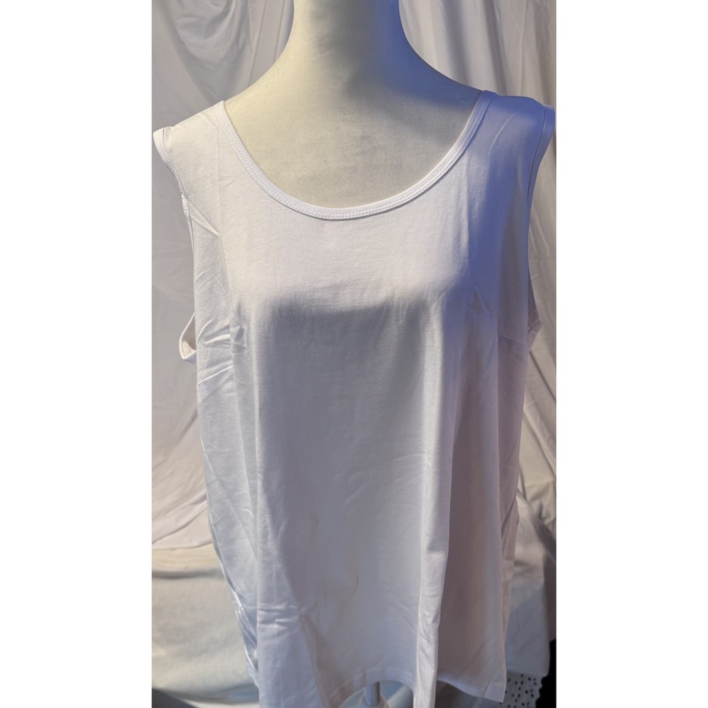 Woman Within 2 pack Tank Tops Sleeveless Cotton Knit Basic White Size 18/20